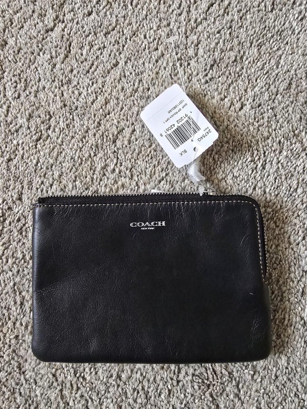 Coach Black Leather Zip Wristlet